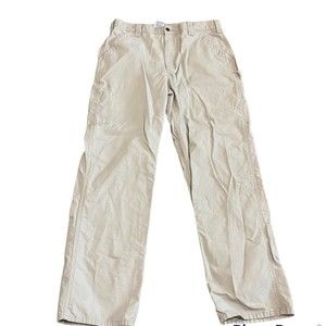 Carharrt Khaki Loose Fit Canvas Utility Work Men Pant 36x34